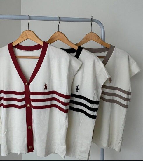 V-neck Knitted Half Sleeves Sweaters